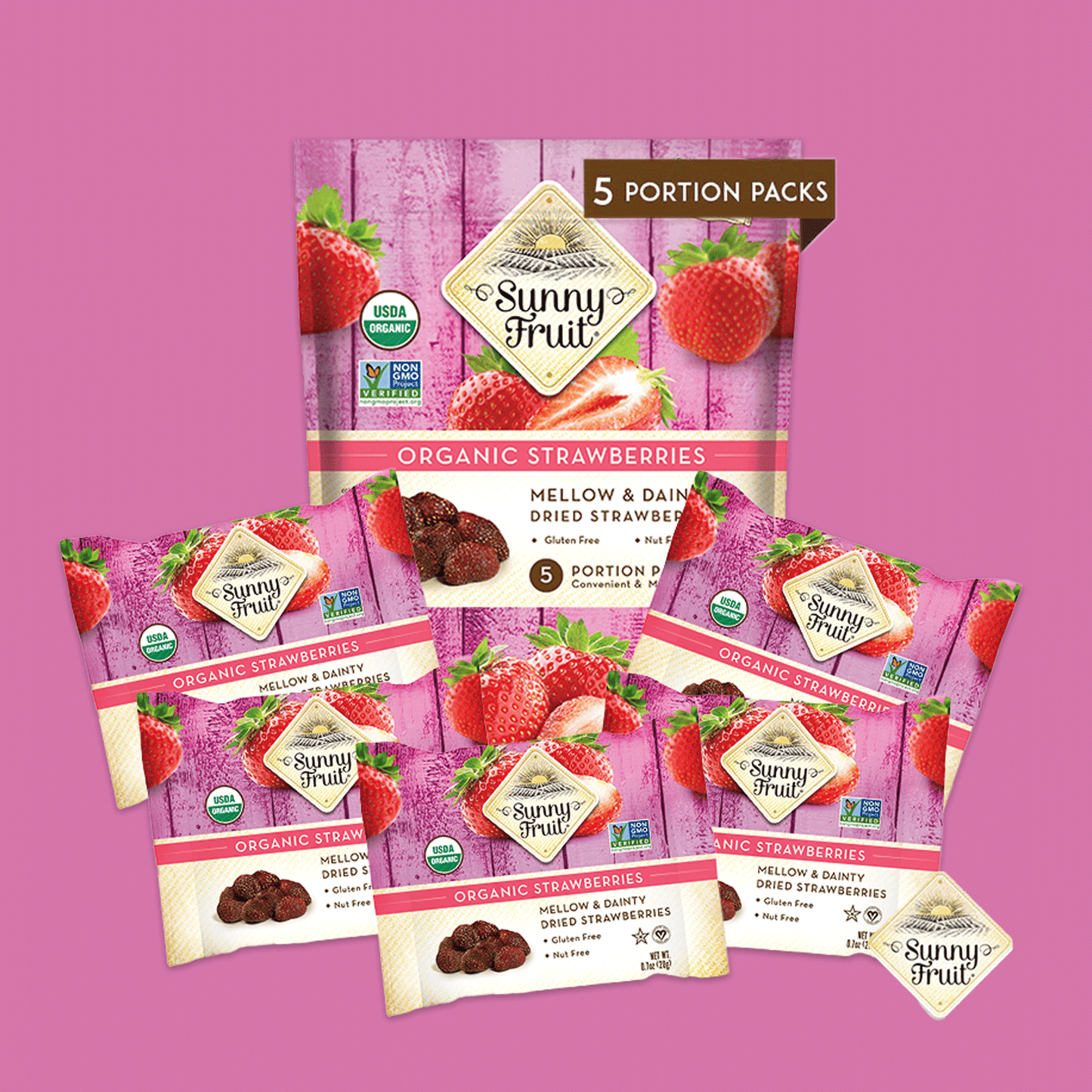 Organic Dried Strawberries - Dried Fruit Snacks, No Sulphite