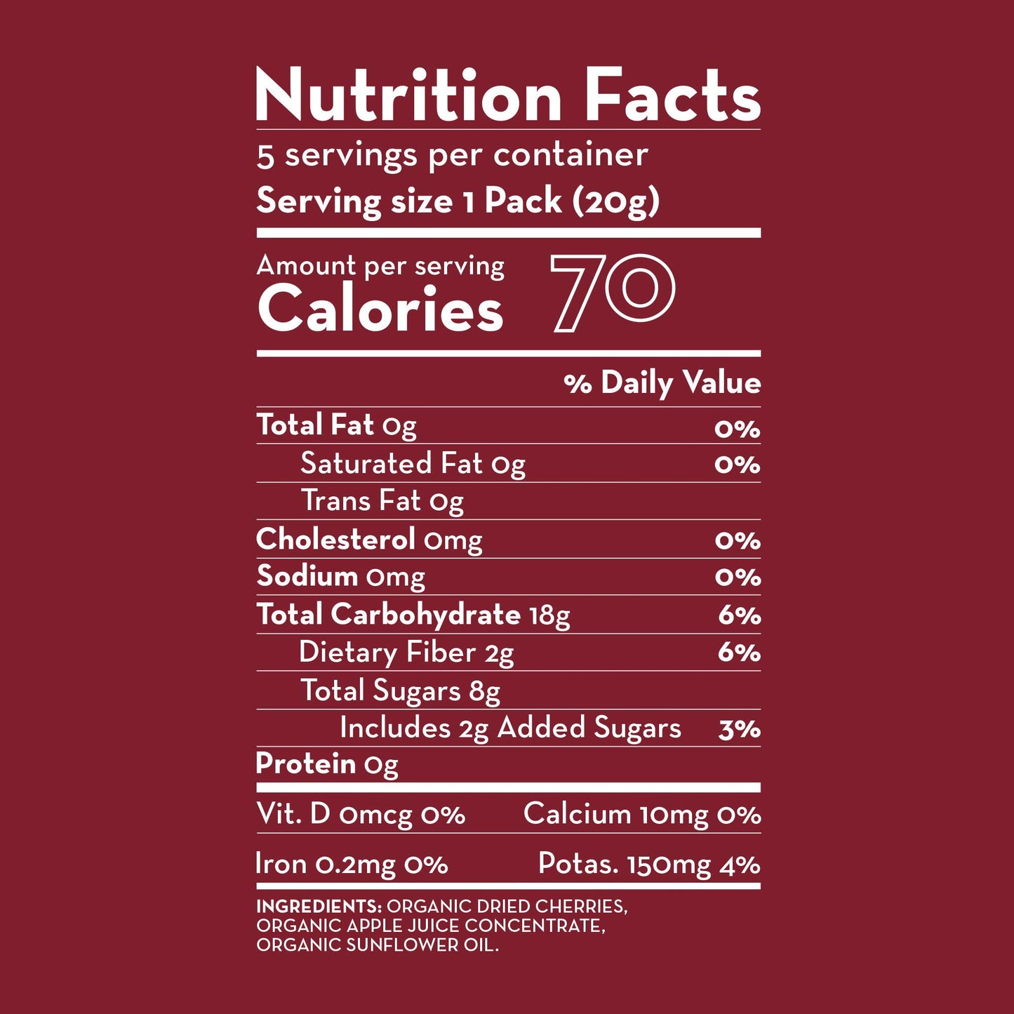Organic Dried Tart Cherries - No Added Sugars, Fruit Snacks