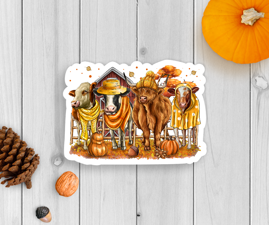 Fall Cows Vinyl Sticker