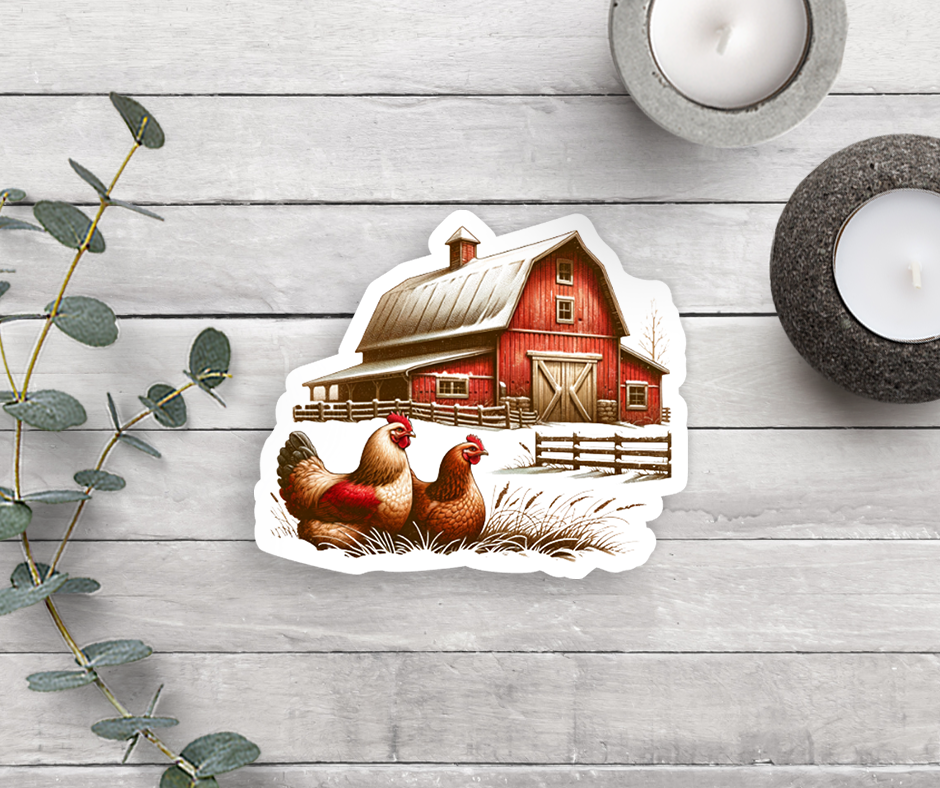 Barn Chickens Vinyl Sticker