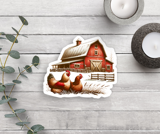 Barn Chickens Vinyl Sticker