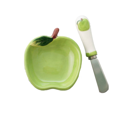 Green Apple Bowl and Spreader Set