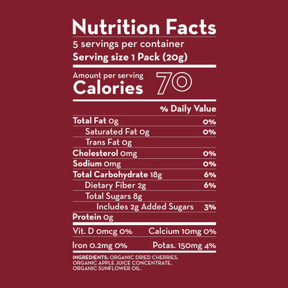Organic Dried Tart Cherries - No Added Sugars, Fruit Snacks
