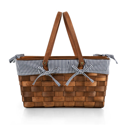 Kansas Handwoven Wood Picnic Basket