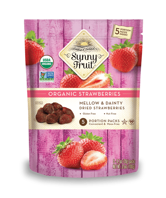 Organic Dried Strawberries - Dried Fruit Snacks, No Sulphite